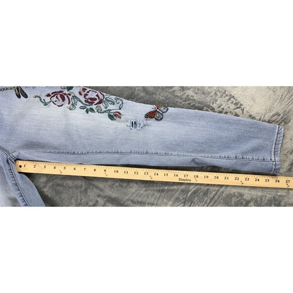 Earl Jean Women's Size 8 Embroidered Floral Butterfly Dragonfly Skinny Jeans - Picture 11 of 11